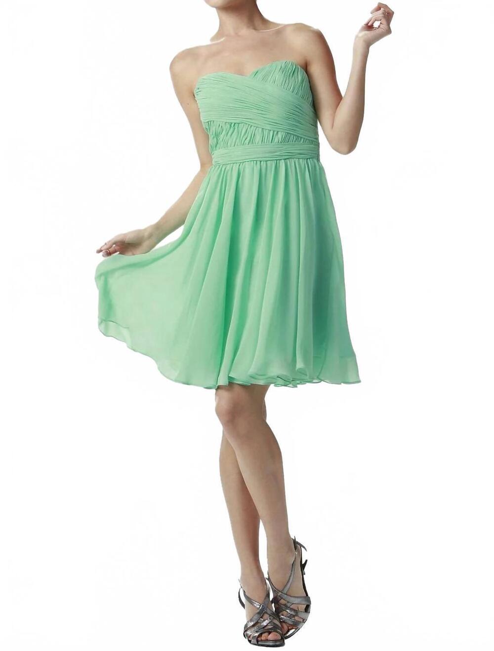 NEW POLY USA ruched short strapless sweetheart dress in mint green